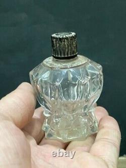 Vintage Ancien Rare Nonagon Design Cristal Coupe Verre Clair Parfum Bouteille
