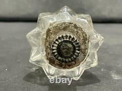 Vintage Ancien Rare Nonagon Design Cristal Coupe Verre Clair Parfum Bouteille