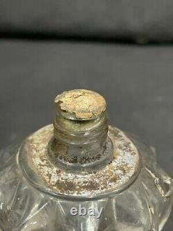 Vintage Ancien Rare Nonagon Design Cristal Coupe Verre Clair Parfum Bouteille