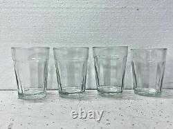 Vintage Ancien Rare Unique Design 4 PC Cristal Transparent Thé/Café Verre Verres
