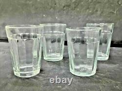Vintage Ancien Rare Unique Design 4 PC Cristal Transparent Thé/Café Verre Verres