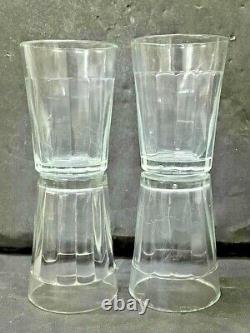 Vintage Ancien Rare Unique Design 4 PC Cristal Transparent Thé/Café Verre Verres